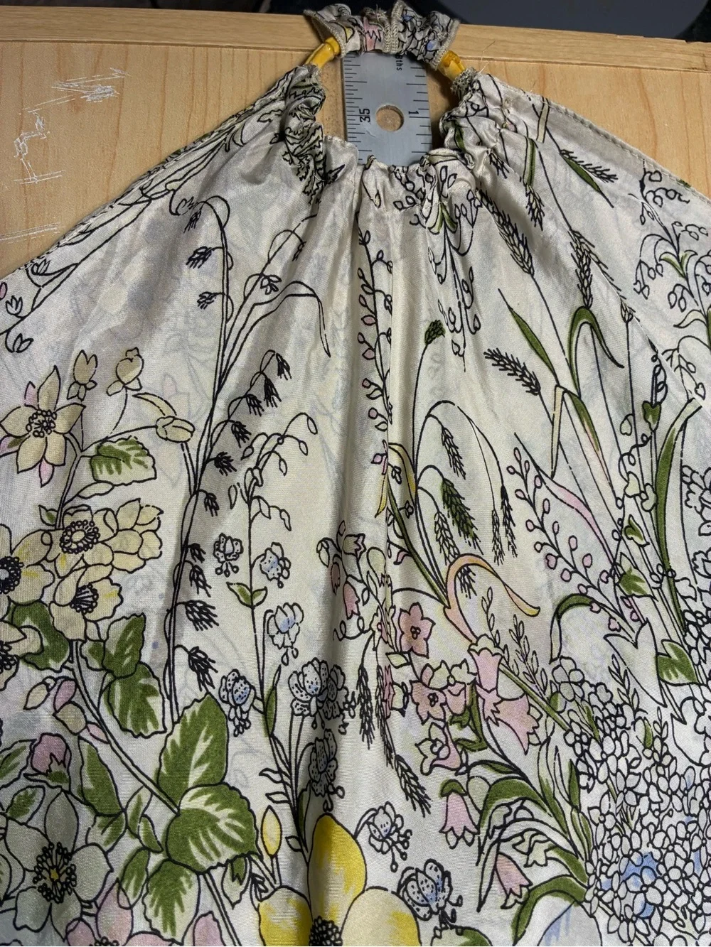 Y2K Froxx SILK Watercolor Floral Bamboo Ring Halter Top USA MADE Vintage Large - Picture 4 of 7